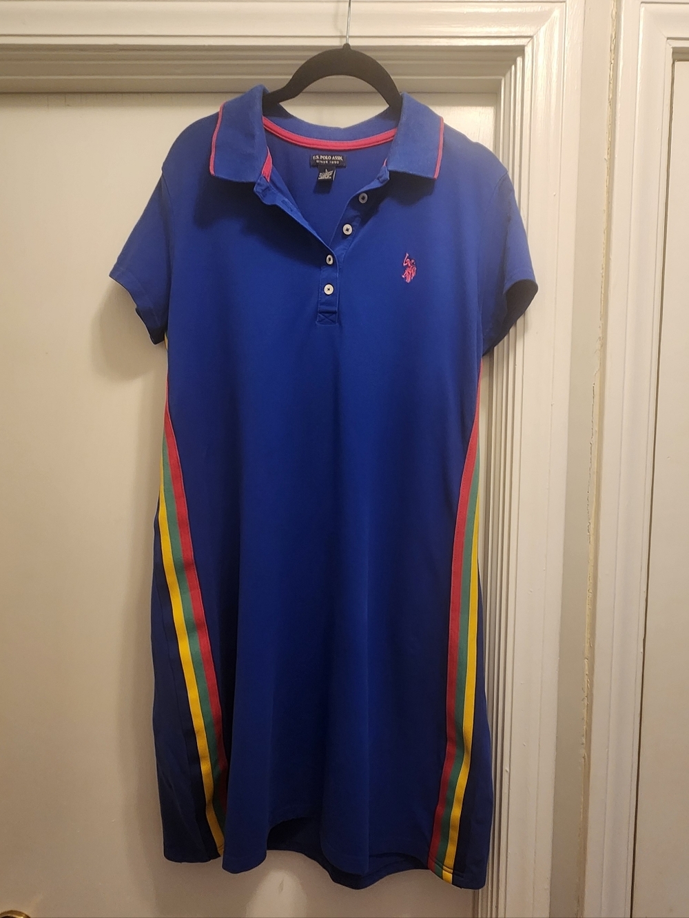 Ralph Lauren Polo Blue Rainbow Stripe Polo Dress
